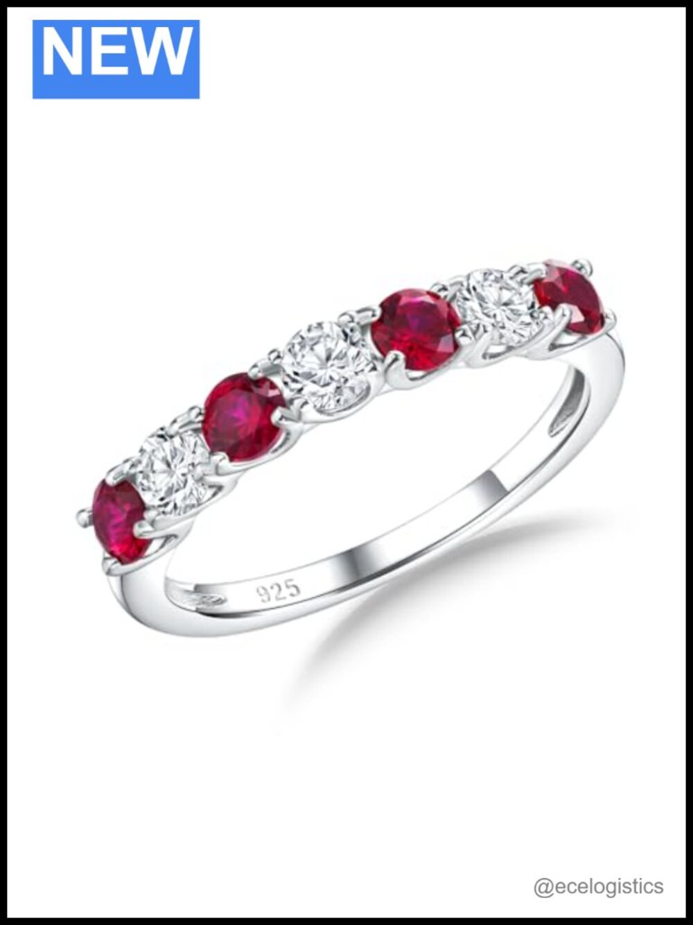 Sterling Silver Half Eternity Birthstone Band Ring 7 Stone Prong Set